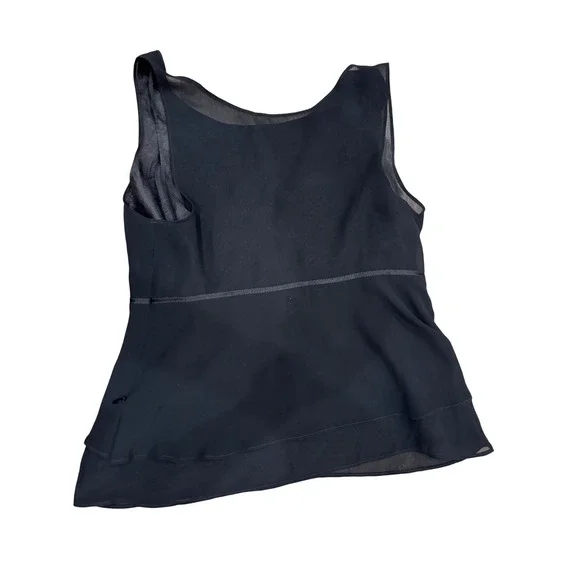 BCBGMAXAZRIA Black Sleeveless Layered Ruffle V-Neck Tank Top - Picture 5 of 7